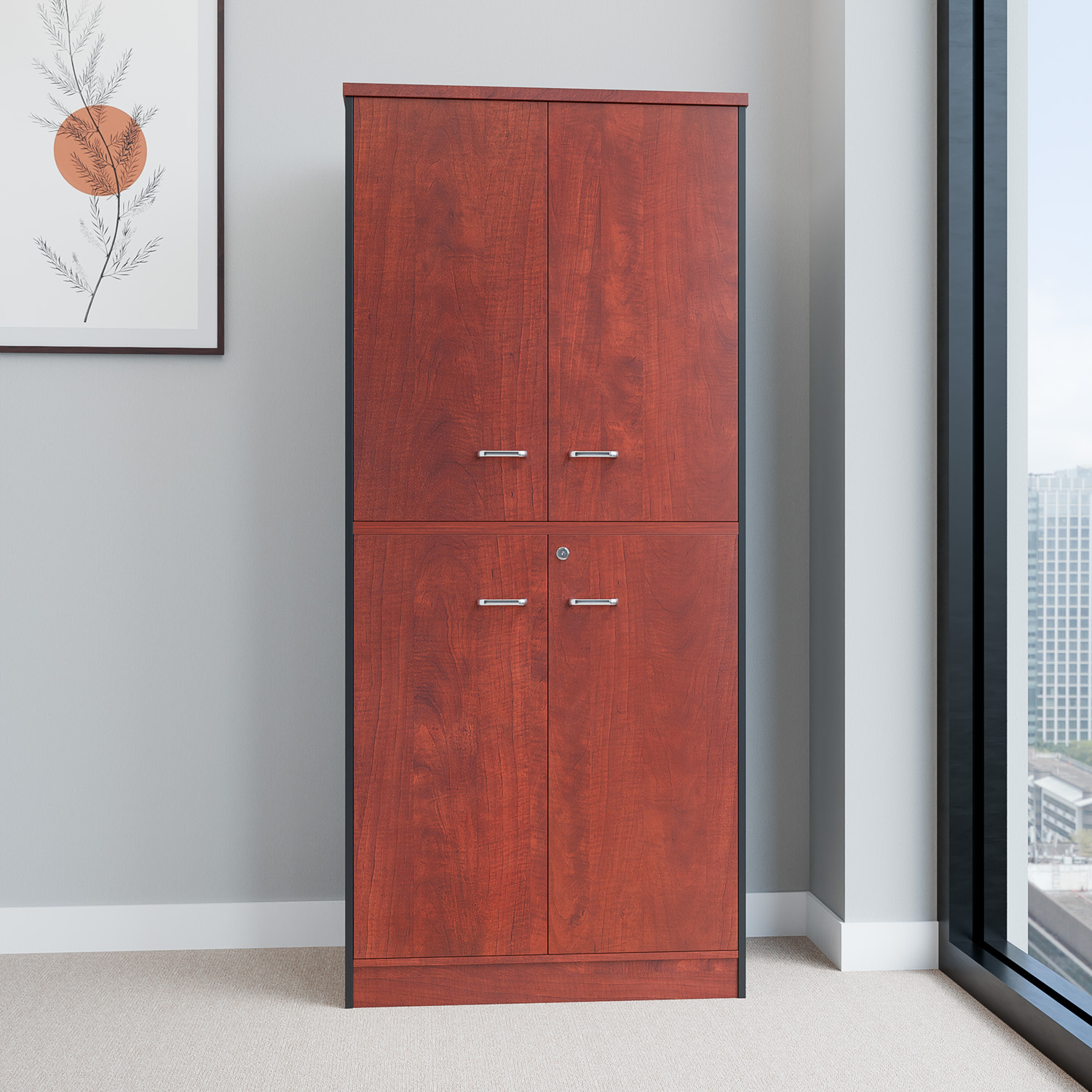トップス Pedestal COD. 1419 / ESTANTE NEO 4 PUERTAS - COLOR CEREZO - OFFICENTER CHILE